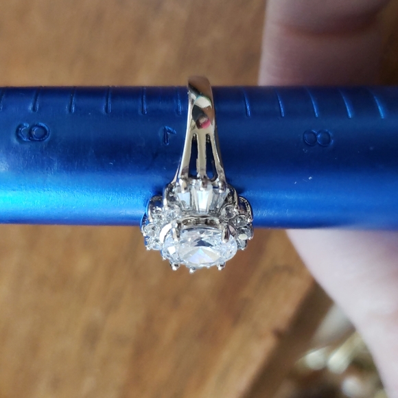 Halo Floral Style Vintage Wedding Engagement Ring Baguette Round Oval Ring 7.25 - Picture 8 of 9